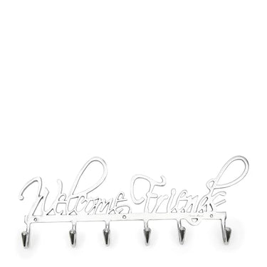Riviera Maison hooks, wall hooks, coat hooks, coat hooks, clothes rack, hanger - Coatrack Welcome Friends - Coat rack - 6 hooks - Aluminum - silver - 61x25cm on sale